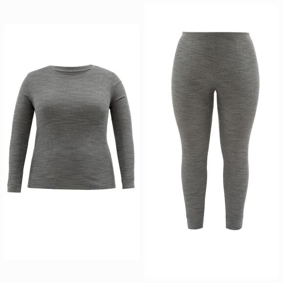 Grey Fruit of the Loom Women's Eversoft Waffle Thermal Top and Bottom Size XL - Picture 1 of 11